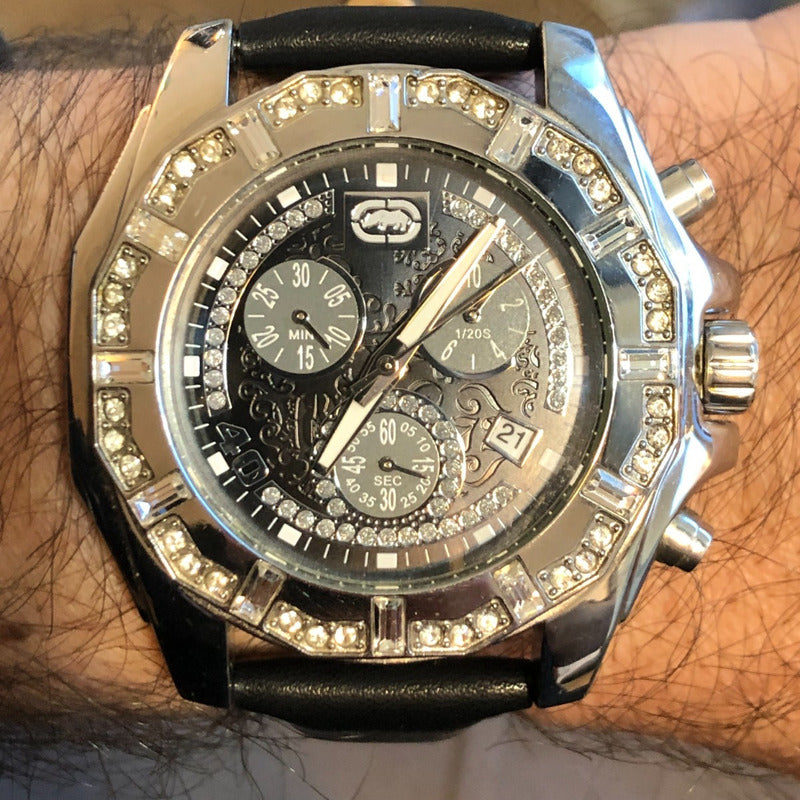 Reloj Marc Ecko Hombre 2005 Bisel Brillantes Correa Cuero