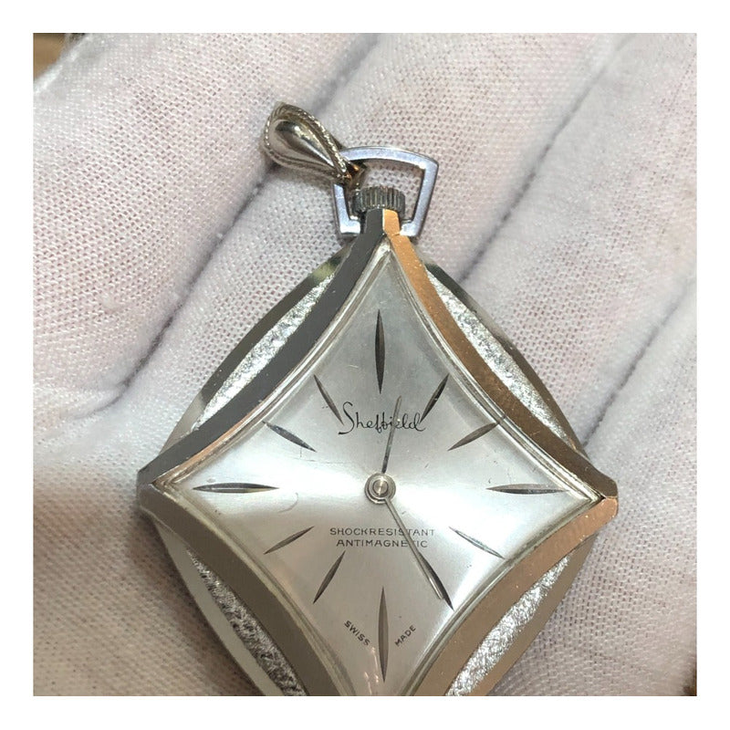 Reloj Colgante Sheffield Suizo Vintage A Cuerda Aluminio Raro