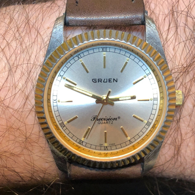 Reloj Gruen Precision Hombre 1995 Bisel Bicolor Swiss Parts
