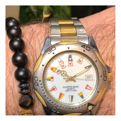 Reloj Sharper Image Vintage Japonés Hombre Tema Náutico
