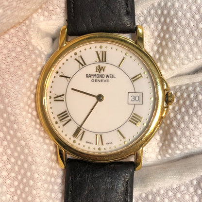 Raymond Weil Hombre Zafiro Chapado Oro 18k Suizo Años 90s