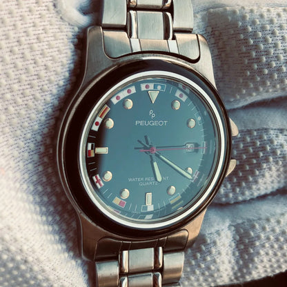 Reloj Peugeot Paris Pp Hombre Cuarzo Vintage Años 90 Acero Náutico