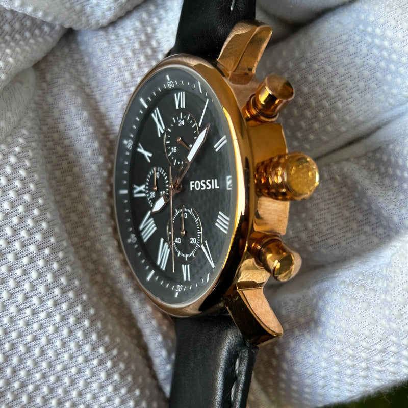 Reloj Fossil Hombre 2013 Cronógrafo Negro Dorado Gama Alta