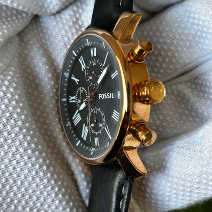 Reloj Fossil Hombre 2013 Cronógrafo Negro Dorado Gama Alta