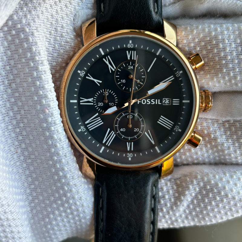 Reloj Fossil Hombre 2013 Cronógrafo Negro Dorado Gama Alta