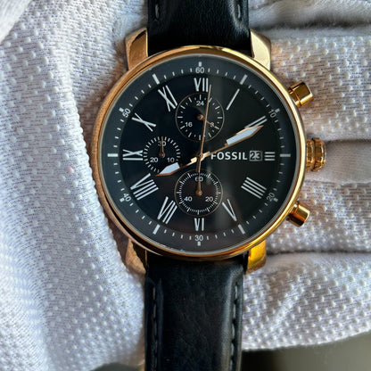 Reloj Fossil Hombre 2013 Cronógrafo Negro Dorado Gama Alta