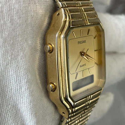 Reloj Pulsar Hombre 1989 Análogo Y Digital Dorado Original
