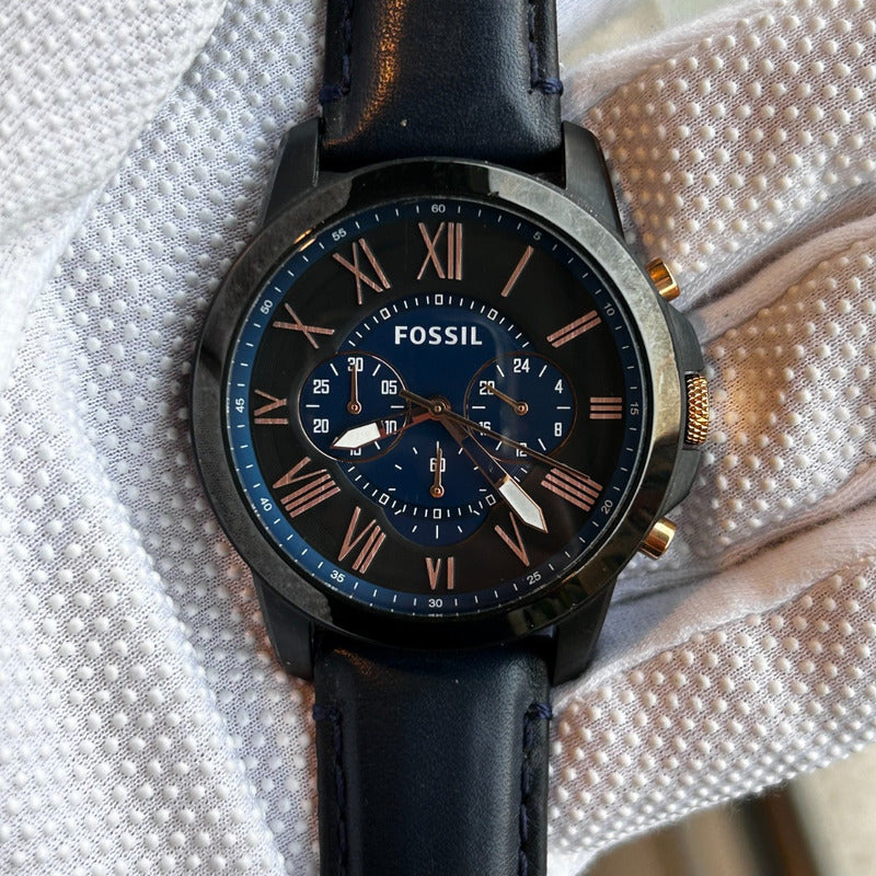 Reloj Fossil Hombre Año 2015 Grant Ícono Azul Descatalogado