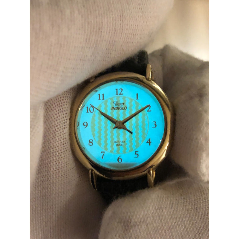 Timex Indiglo 1995 Mujer Modelo Escaso Dial Patrón Olas