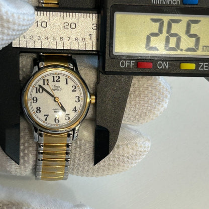 Reloj Timex Mujer Año 2003 Bicolor Indiglo Dial Perla Arena