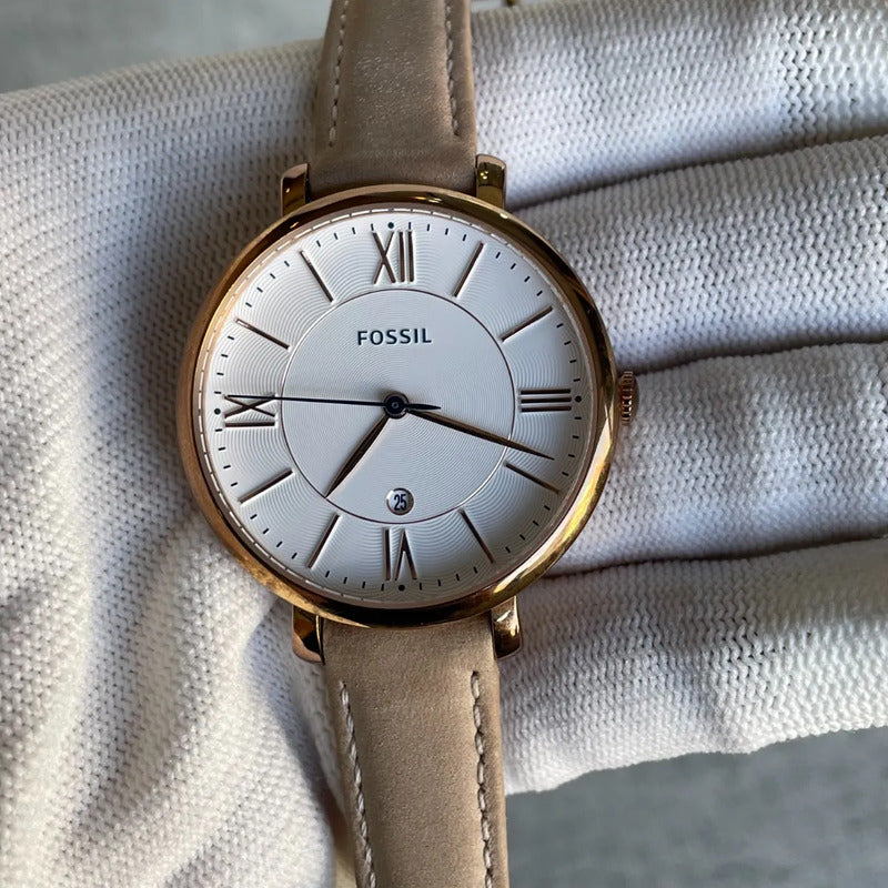 Reloj Fossil Mujer Jacqueline Rose Gold Año 2016 Cuero Fecha