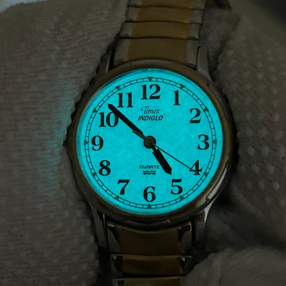 Reloj Timex Mujer Año 2003 Bicolor Indiglo Dial Perla Arena