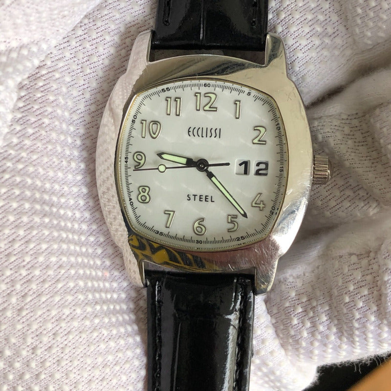 Reloj Ecclissi Mujer 2007 Acero Big Date Cuarzo Japonés 35mm