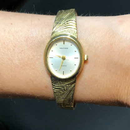 Reloj-joya Waltham Mujer Vintage 1994 Dorado Dial Sunburs