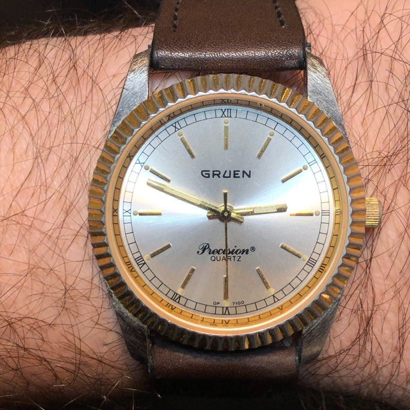 Reloj Gruen Precision Hombre 1995 Bisel Bicolor Swiss Parts