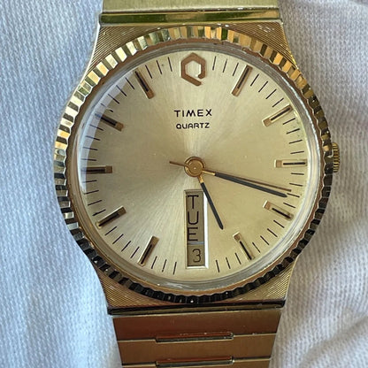 Reloj Timex Hombre Años 80´s Day-date Vertical Muy Escaso