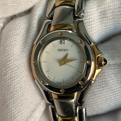 Reloj Seiko Mujer Año 2003 Bicolor Reloj Joya Cabujón Negro