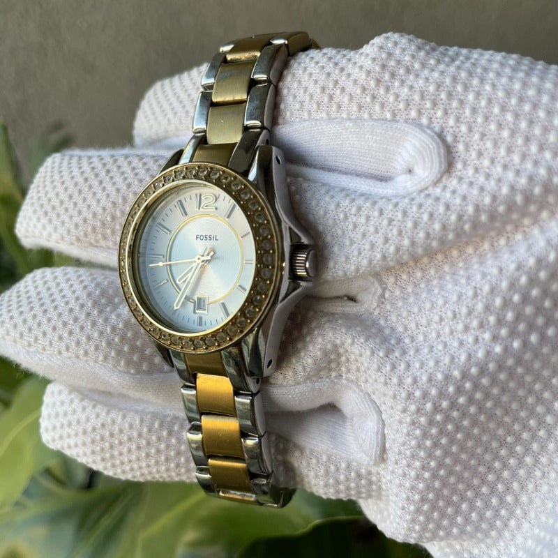Reloj Fossil Mujer Año 2011 Two Tone Cristales Riley Mini