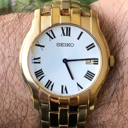 Reloj Seiko Hombre Año 2003 Números Romanos Y Esfera Limpia