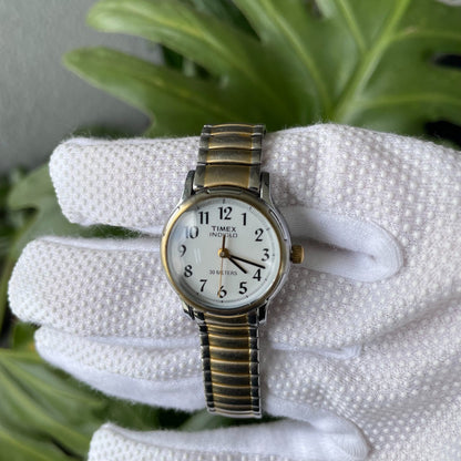 Reloj Timex Mujer Vintage 1997 Cuarzo Indiglo Dial Blanco