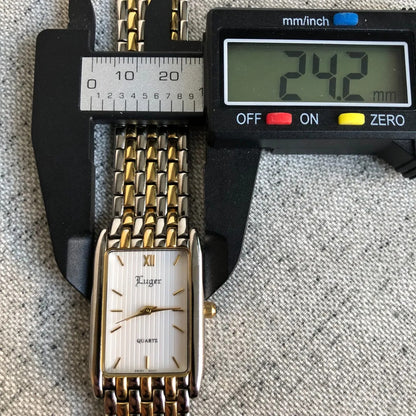 Reloj Luger Mujer Vintage 1997 Suizo Eta Rectangular Two Tone