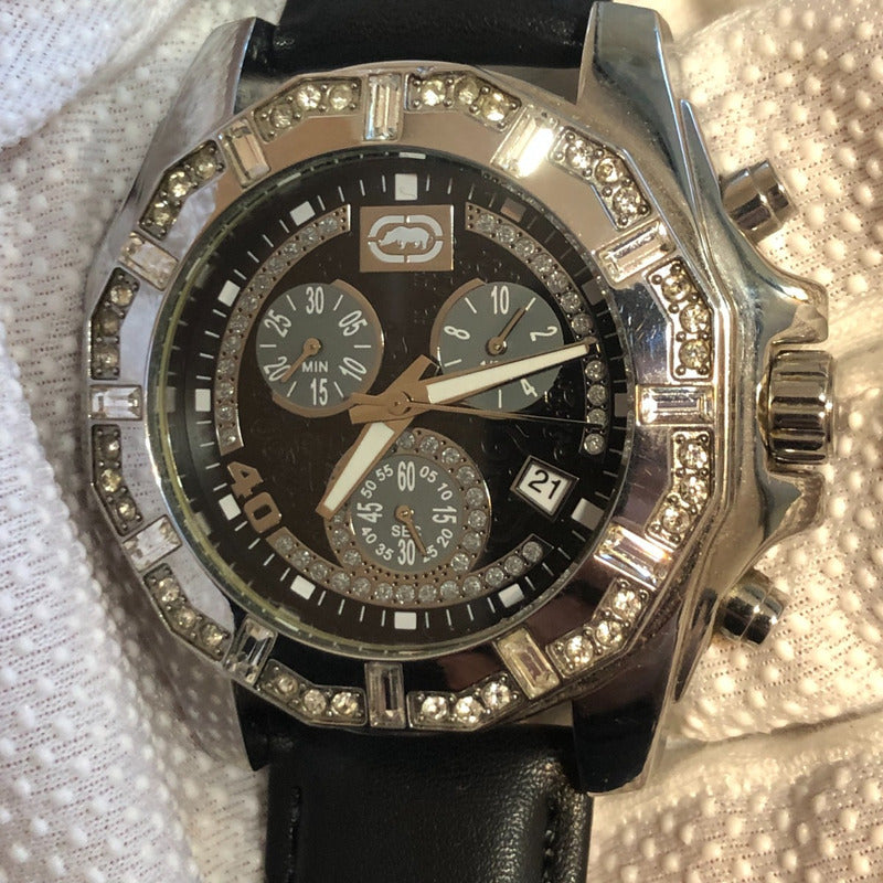 Reloj Marc Ecko Hombre 2005 Bisel Brillantes Correa Cuero