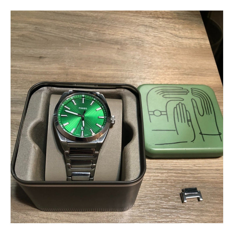 Fossil Verde Hipnótico Máquina Japonesa Mìnimo Uso Con Caja