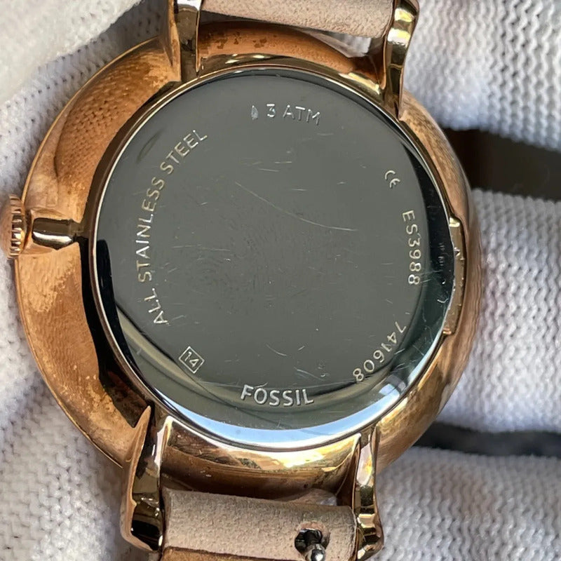 Reloj Fossil Mujer Jacqueline Rose Gold Año 2016 Cuero Fecha
