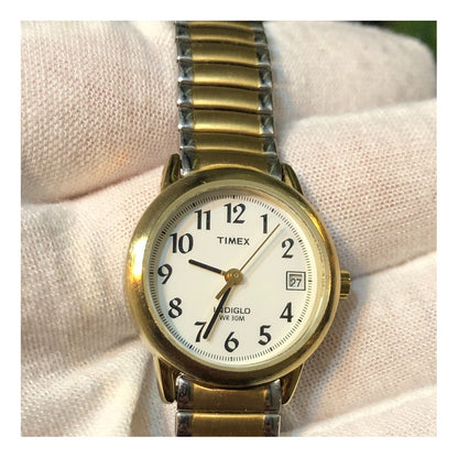 Timex Indiglo Bicolor Mujer Años 2000 Pulsera Expandible