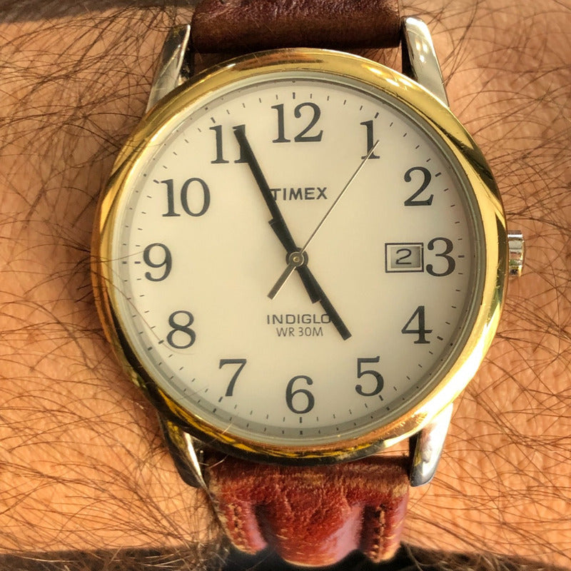 Reloj Timex Clásico Indiglo Hombre Año 2009 Fecha Correa Original