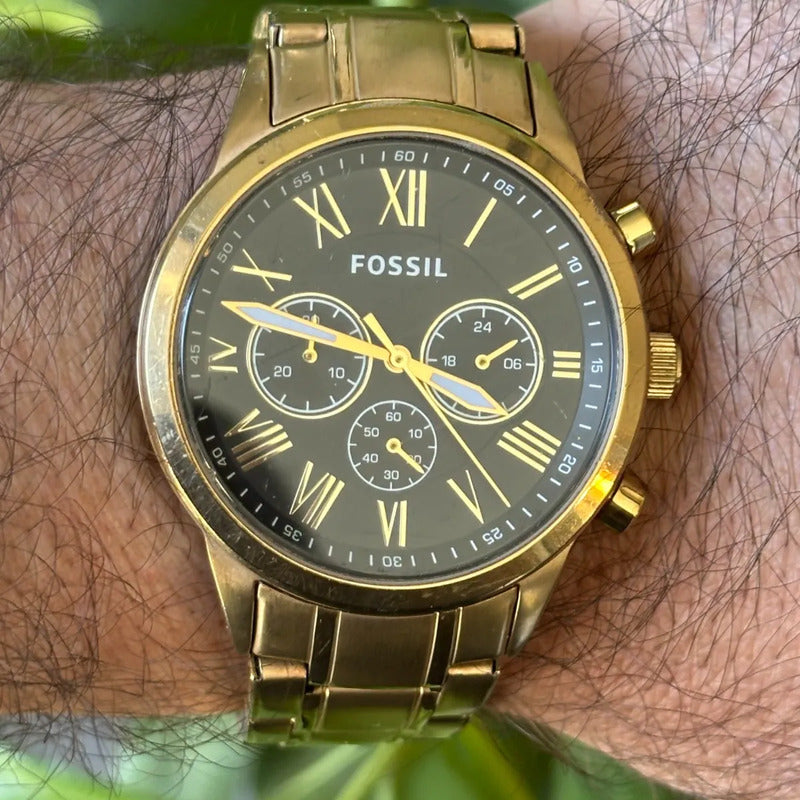 Reloj Fossil Flynn Chronograph Hombre Año 2017 Dorado Romano
