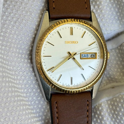 Reloj Seiko Day-date Hombre Años 2000´s Clásico Two Tone Impecable