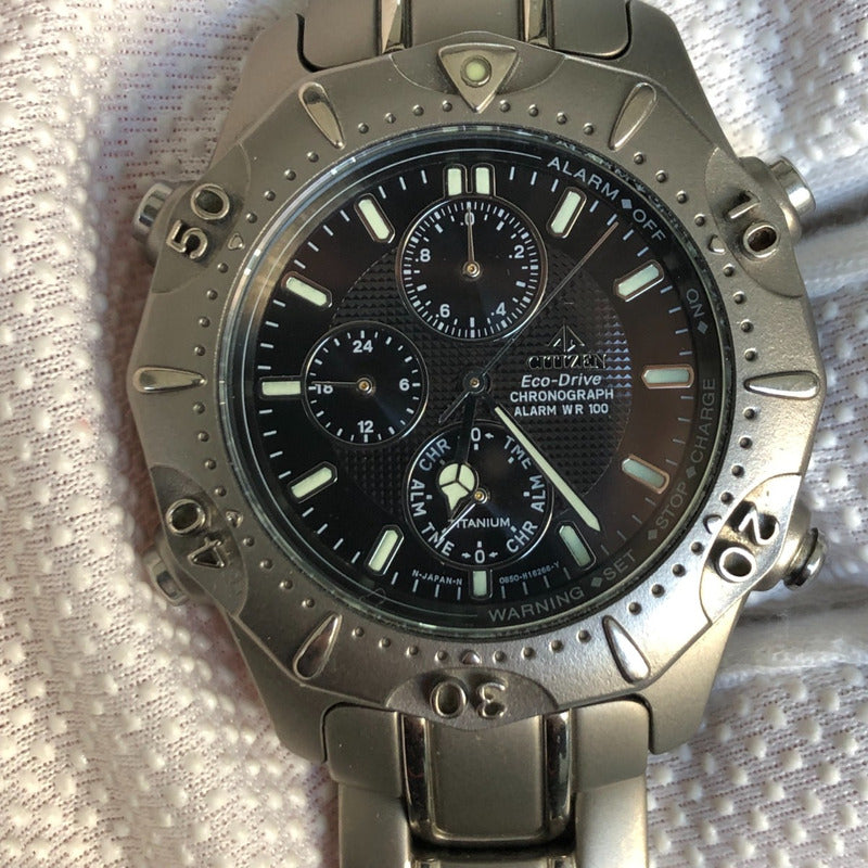 Reloj Citizen Eco-drive Solar Hombre Año 2001 Cronógrafo Titanio