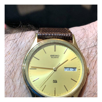 Reloj Seiko Hombre Año 1986 Vintage Sunburst Dorado Sq