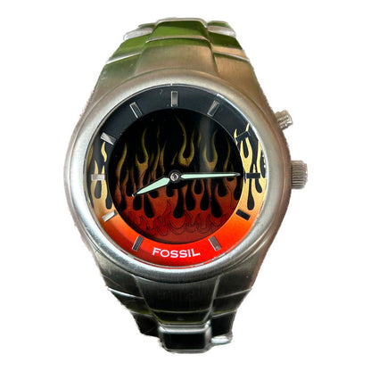 Reloj Fossil Hombre Año 2004 Único Diseño Fuego Bigtic
