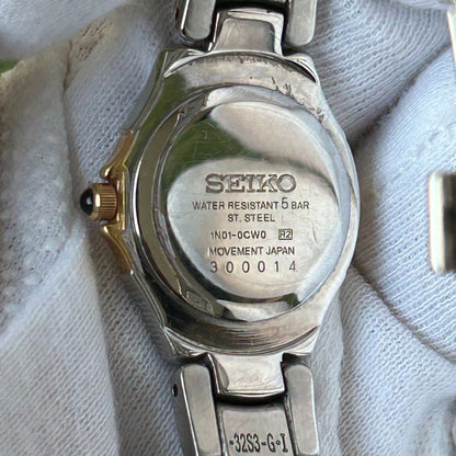 Reloj Seiko Mujer Año 2003 Bicolor Reloj Joya Cabujón Negro