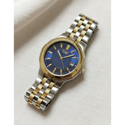 Reloj Citizen Hombre Año 1991 Calibre 2510 Bicolor Dial Azul