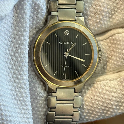 Reloj Gruen Unisex Dial Texturizado 34mm 1993 Diamante A Las 12