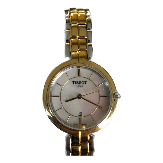 Reloj Vintage Tissot Mujer Zafiro Dorado-plateado Perla