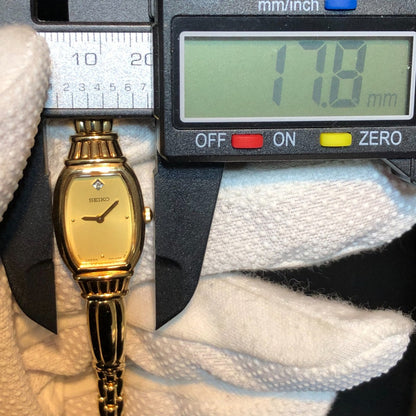 Reloj Seiko Mujer Año 1997 Cuarzo Tonneau Aplique Diamante