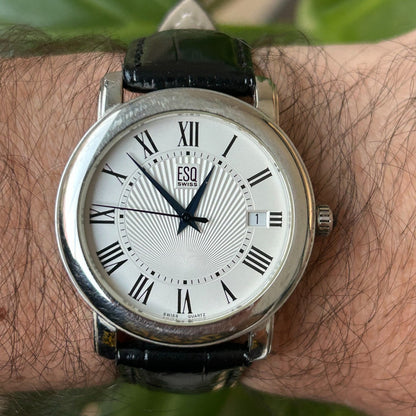 Reloj ESQ Swiss Hombre Año 2002 Guilloché Corona Azul Movado