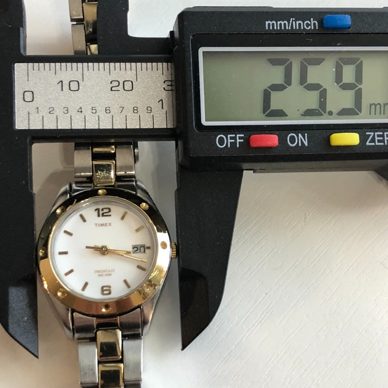 Reloj Timex Mujer Año 2009 Bisel Dorado Acero Two Tone