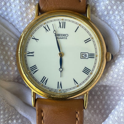 Reloj Seiko Hombre 1995 Vintage Núm. Romanos Y Agujas Azules