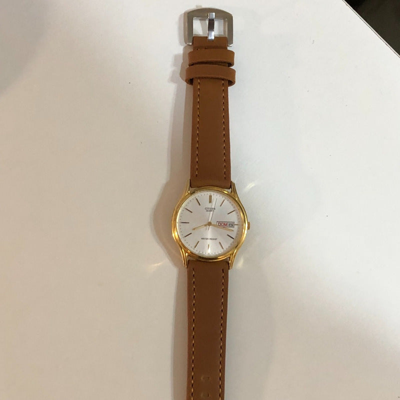 Reloj Citizen Hombre Año 1986 Dorado Con Fecha Escaso
