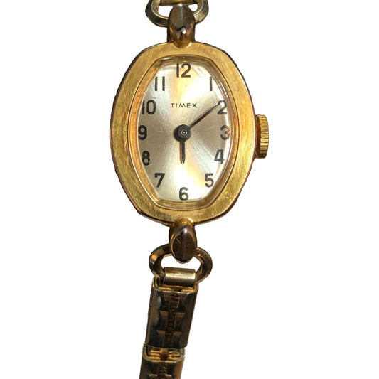 Reloj Timex Mujer A Cuerda Años 70´s Oval Pulsera Expandible