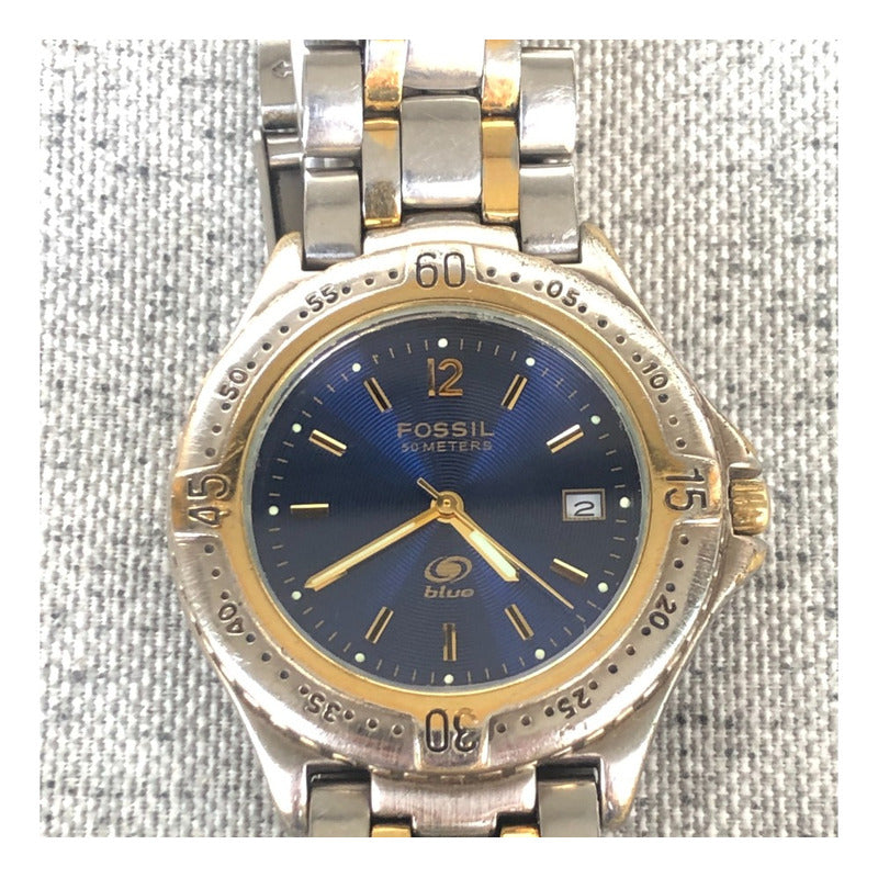 Reloj Fossil Blue Vintage Hombre Fondo Azul