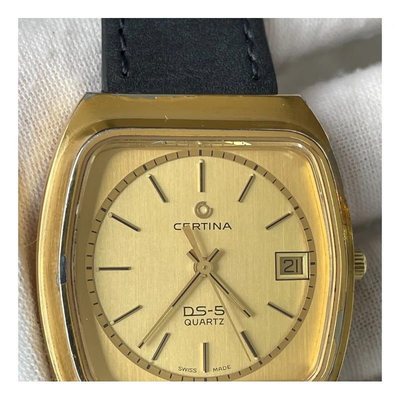 Reloj Certina Ds-5 Zafiro Hombre Años 80´s Quartz Dorado