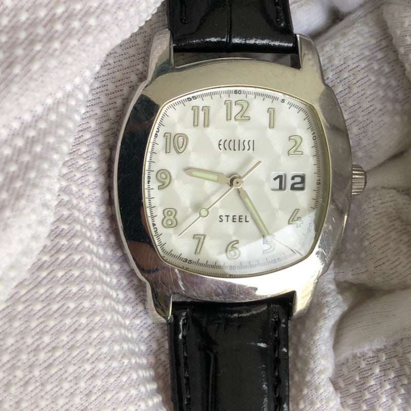 Reloj Ecclissi Mujer 2007 Acero Big Date Cuarzo Japonés 35mm