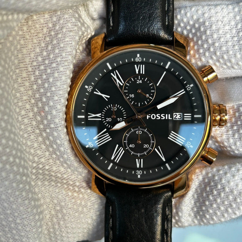 Reloj Fossil Hombre 2013 Cronógrafo Negro Dorado Gama Alta