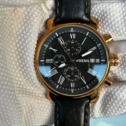 Reloj Fossil Hombre 2013 Cronógrafo Negro Dorado Gama Alta